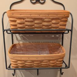Vintage Longaberger Envelope Baskets with Wrought Iron Wall Mount