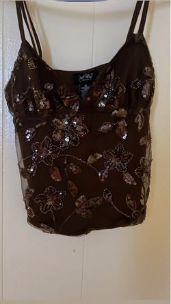 Brown sequins crop top