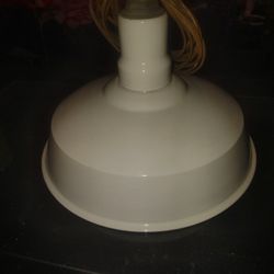 Vintage White Porcelain Black Rimmed Hanging Lamp