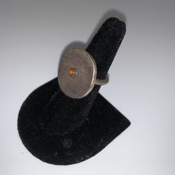 Vintage Silver Amber Ring Size 6 