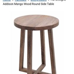HD Designs Addison Mango Wood Round Side Table