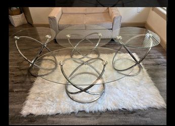 ✨ Modern Glass Living Room Table Set (4 Pieces – Flexible Setup!) ✨