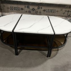 Brand new ODIKA Oval Mod Marble 3 Piece Coffee Table Set, Round Coffee Table for Living Room