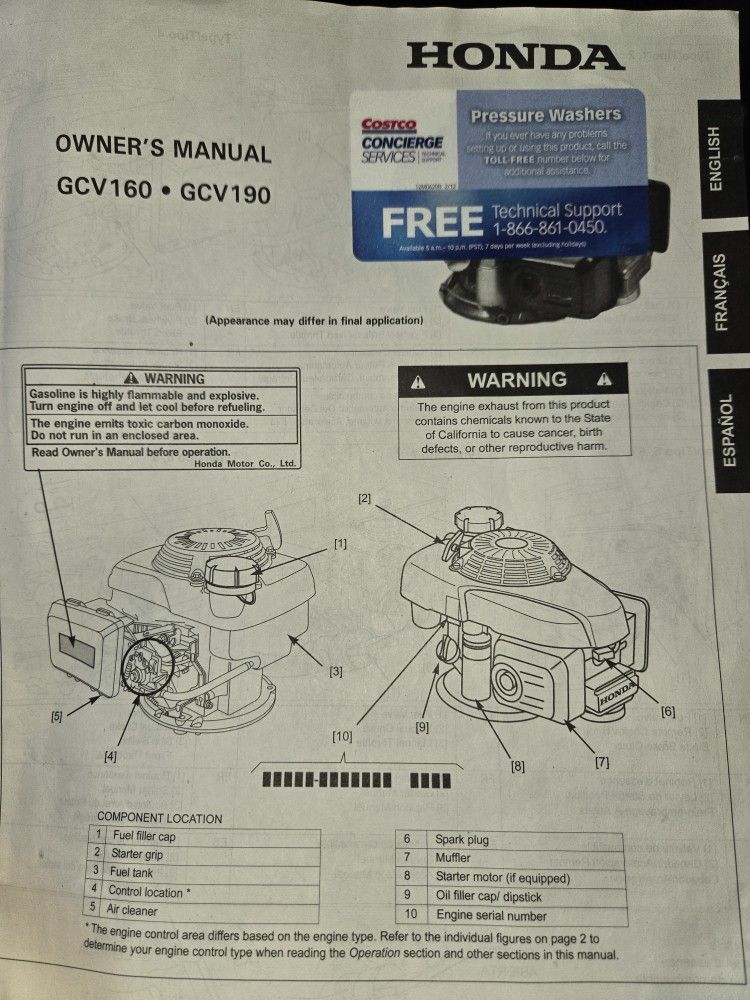 Pressure Washer Engine Honda GCV160 -190