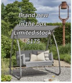 2-Seater Patio Swing Chair with Adjustable Sun Shade 400lbs Capacity Heavy Duty Steel Frame, Thick Cushions & Ergonomic Backrest, All-Weather Rust-Res