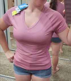 Women's Pink V-Neck Cooling T-Shirt