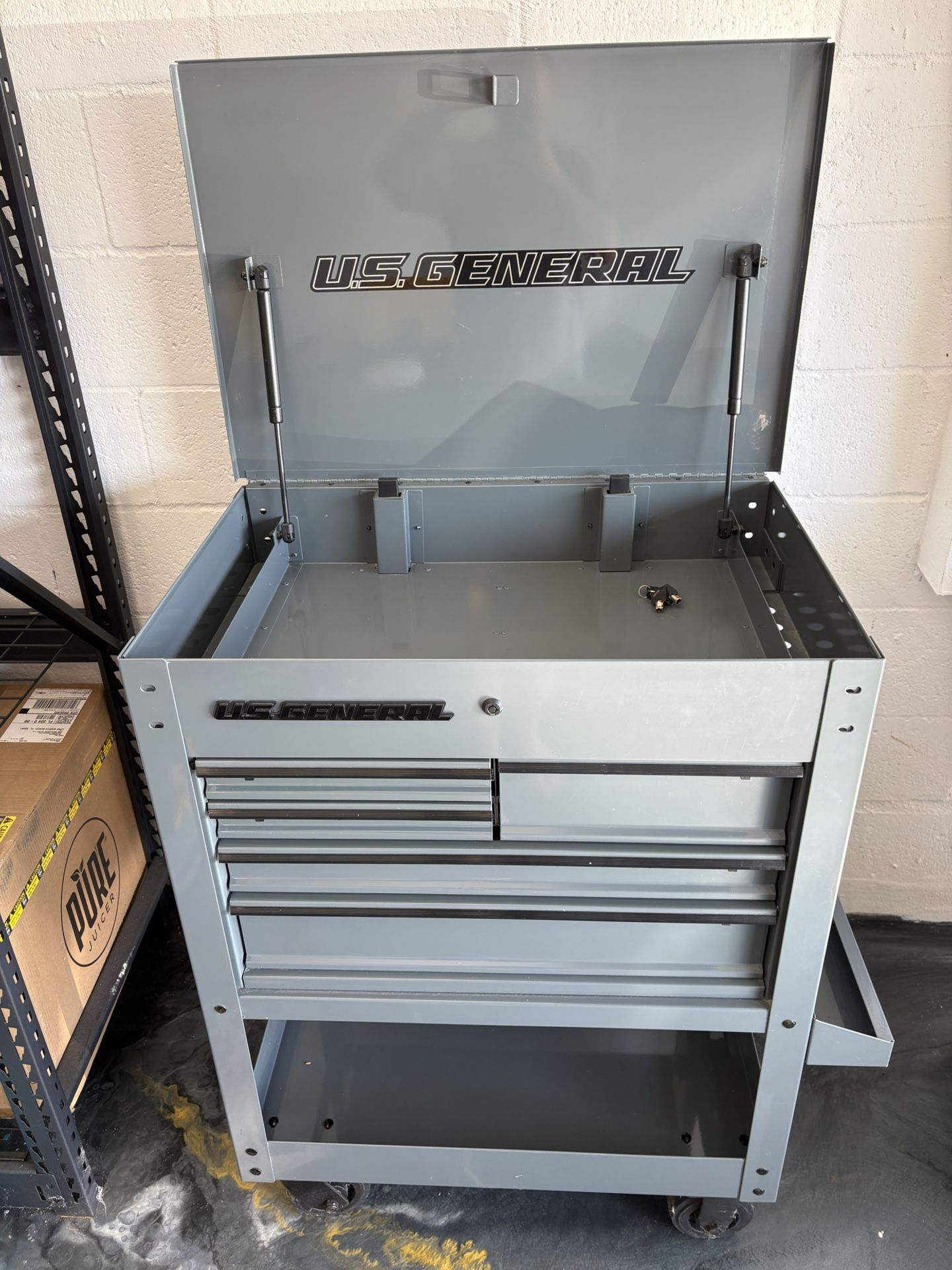 U.S. GENERAL 30 in., 5-Drawer Mechanics Cart, Slate Gray