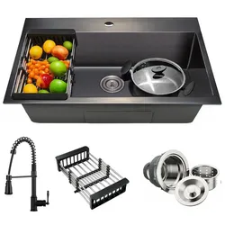 AKDY Matte Black Kitchen Sink + Faucet