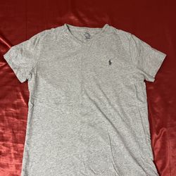 Polo Ralph Lauren V-Neck T-Shirt Grey Mens Medium