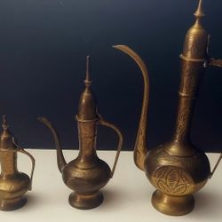 Hand-etched Brass Aftaba Ewers