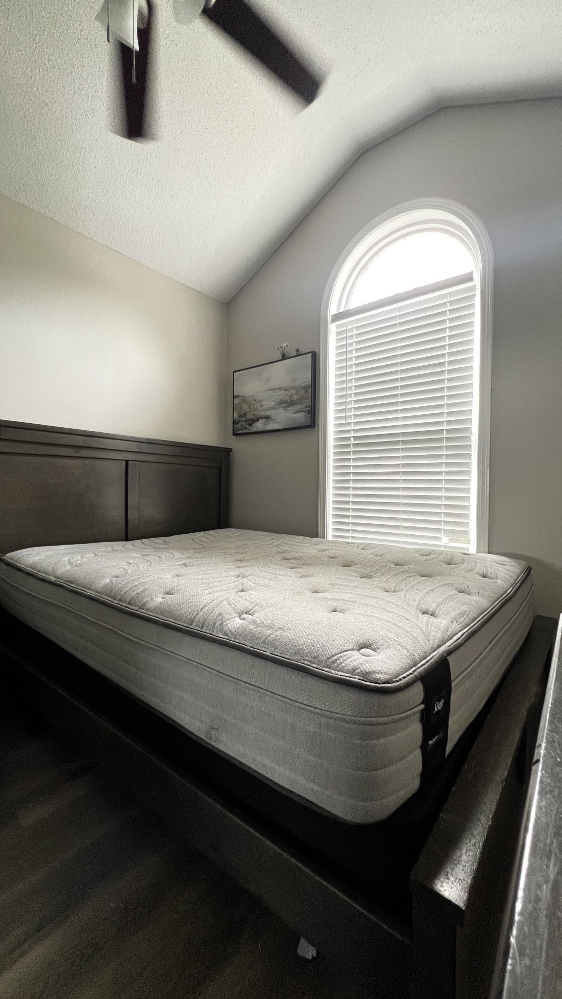 Living Spaces Marco Charcoal Queen Bed frame and six drawer dresser