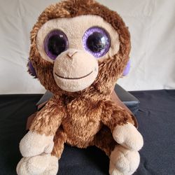 Ty Beanie Coconut Monkey Backpack  Toy Pushy  Stuffed  10" 