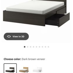 IKEA Malm Queen Bed Frame with Four Storage Drawers