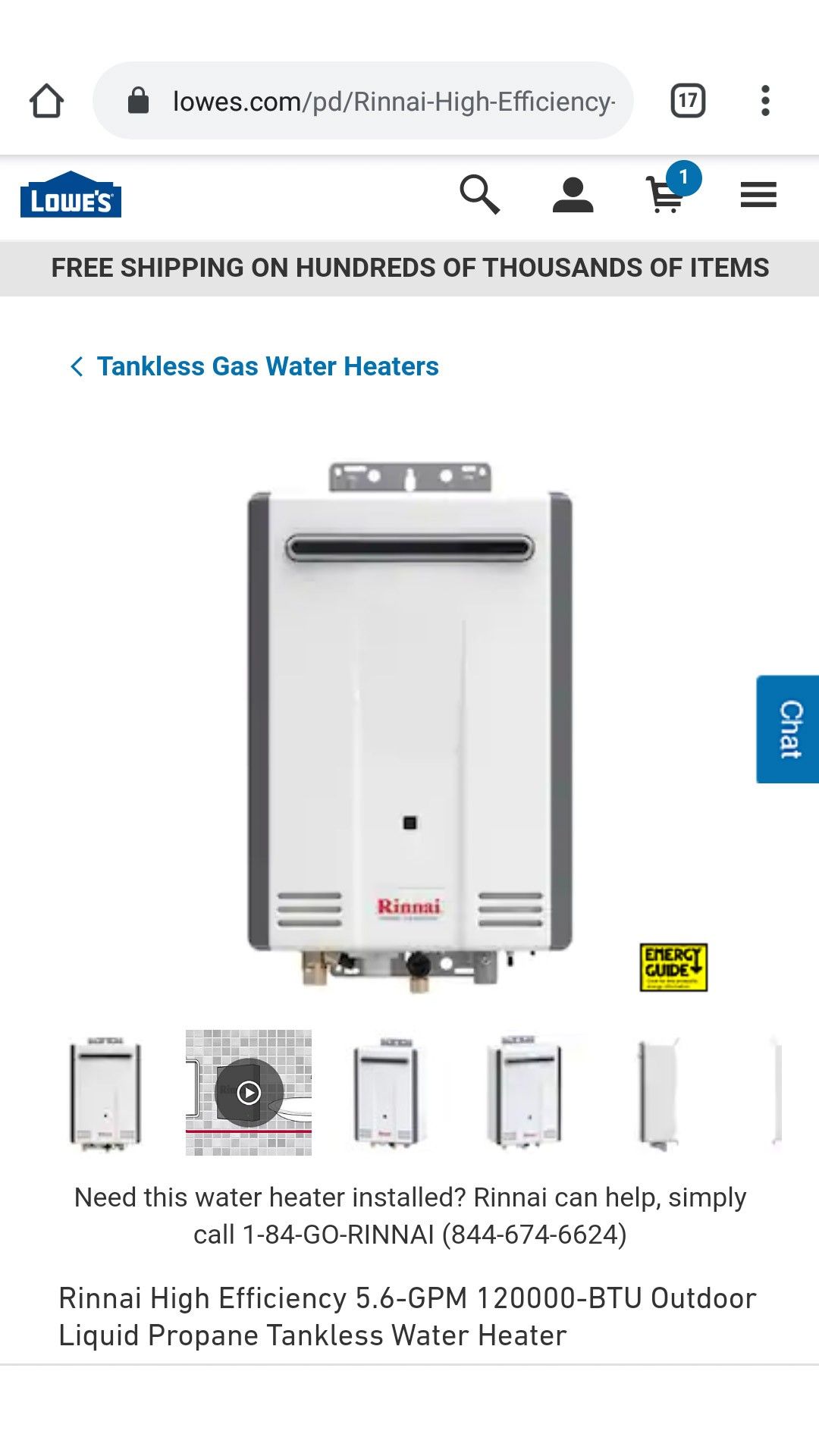 Rinnai tankless gas water heater