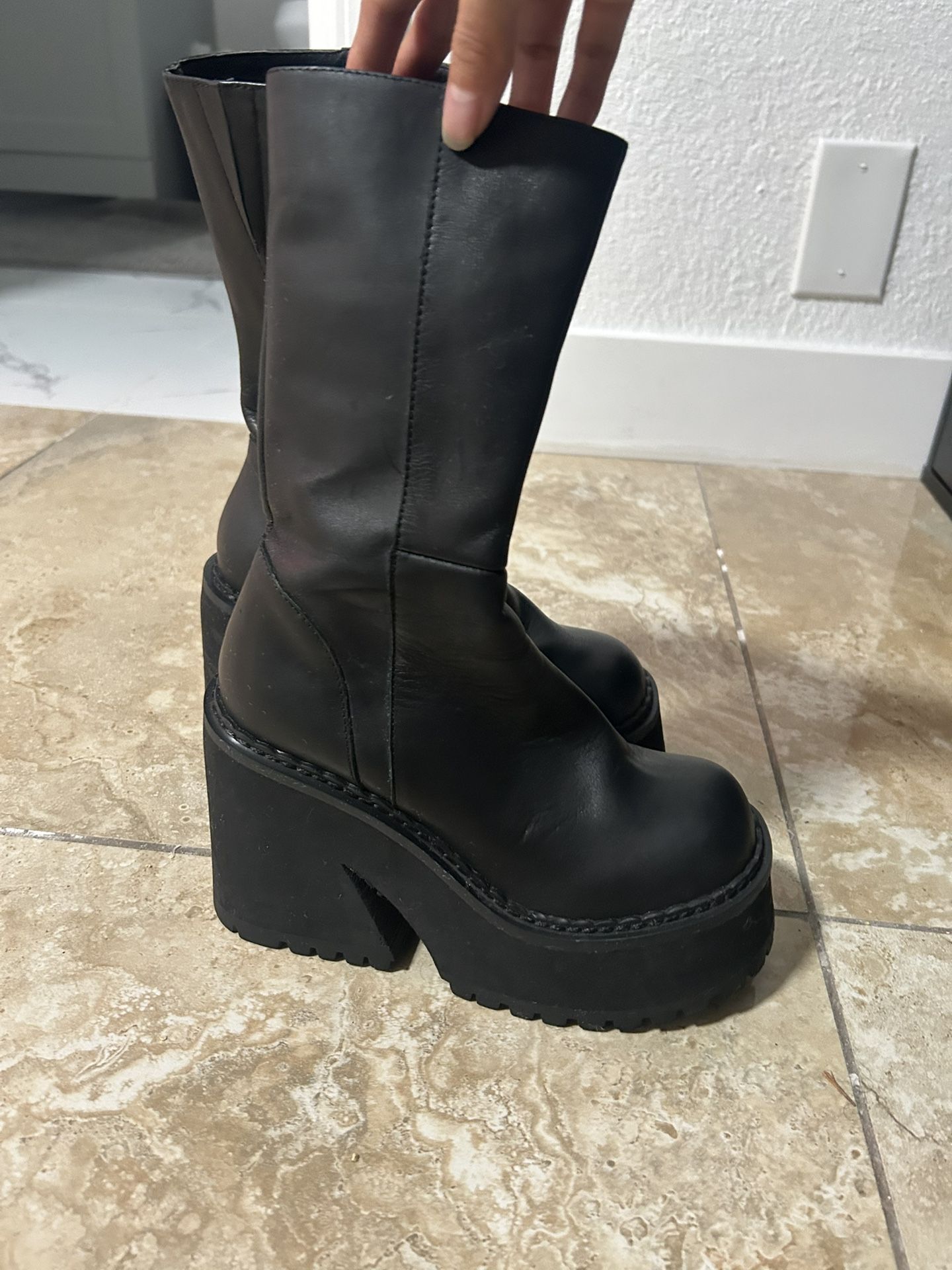 Black platform boots