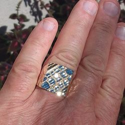 10k Yellow Gold Diamond Cut Nugget Ring 