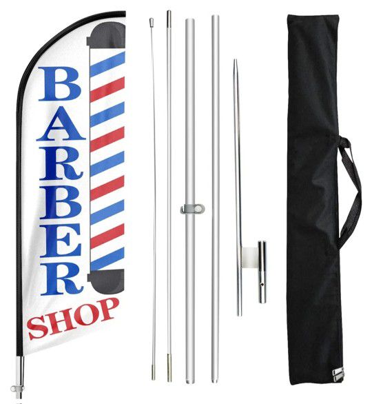 Barber Shop Flag, Pole & Stake 