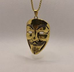 Anon mask pendant necklace