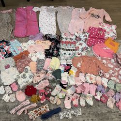 Baby Girl Swaddles, NB Clothes, Mittens, Socks And Headbands