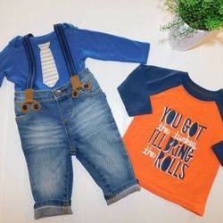 Thanksgiving Outfit “You Got The Turkey I’ll Bring The Rolls” Clothes Lot 3-6M 6M ~ Baby Boys 3-6 Months 6 Months 