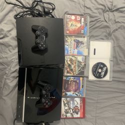 PS3 Fat And Slim That Work + 2 Controllers And Games With Cords