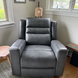 Green Genuine  Leather Recliner 