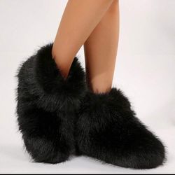 Cozy Womens Winter Snow Boots With Faux Fur Lining & Fluffy Booties For Warmth & Style.（us6=38）