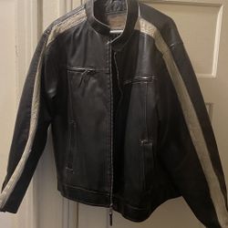 Arizona Stripe Leather Jacket size L brown