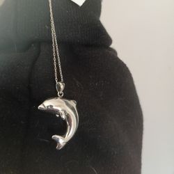 Dolphin Sterling Silver Necklace 