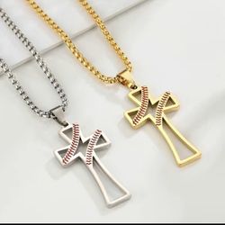 Baseball Cross Pendant Baseball Necklace 