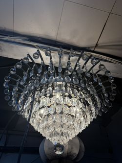 Beautiful 2-tier Crystal Chandelier With Chrome Frame 