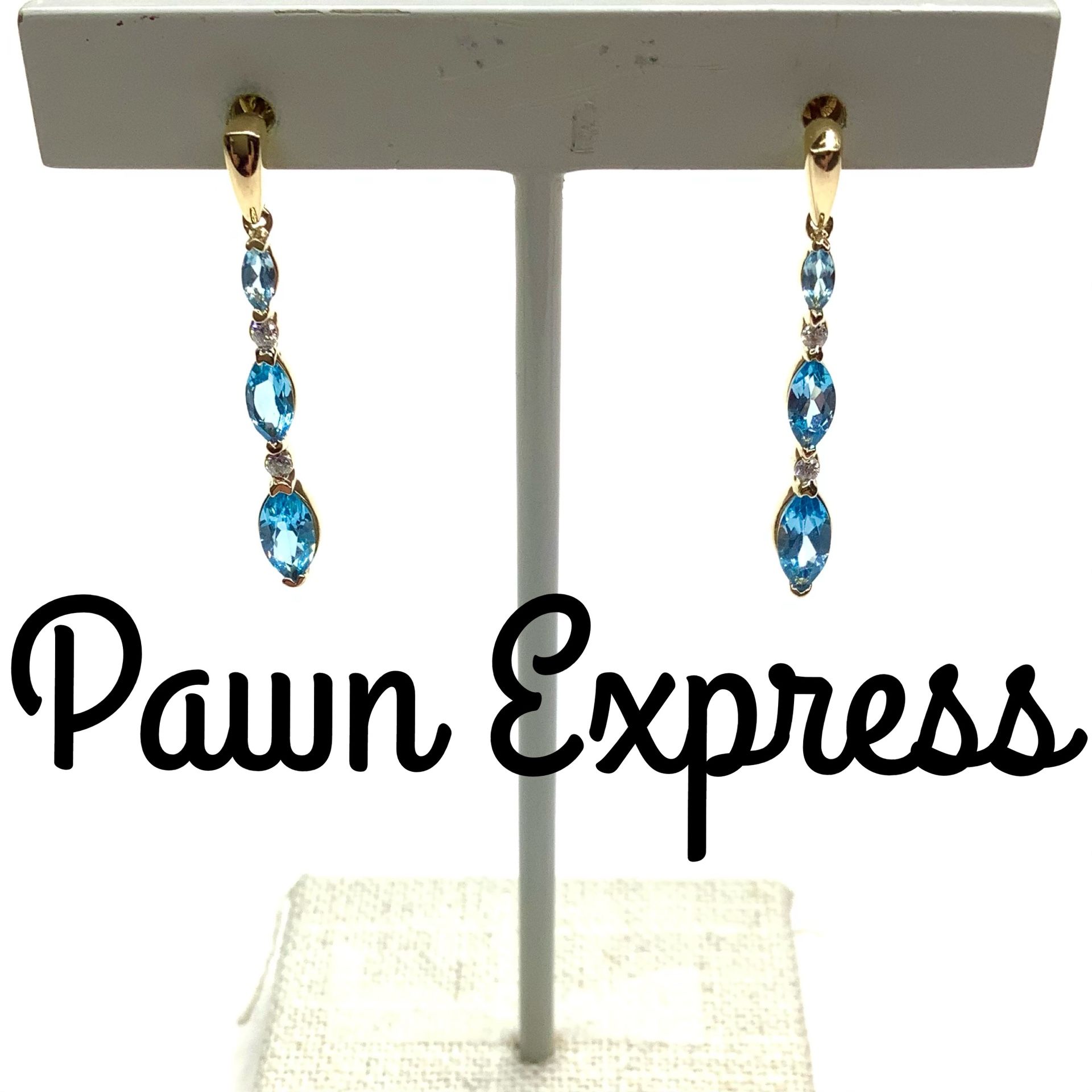 10K Blue Topaz and Diamond Earrings 