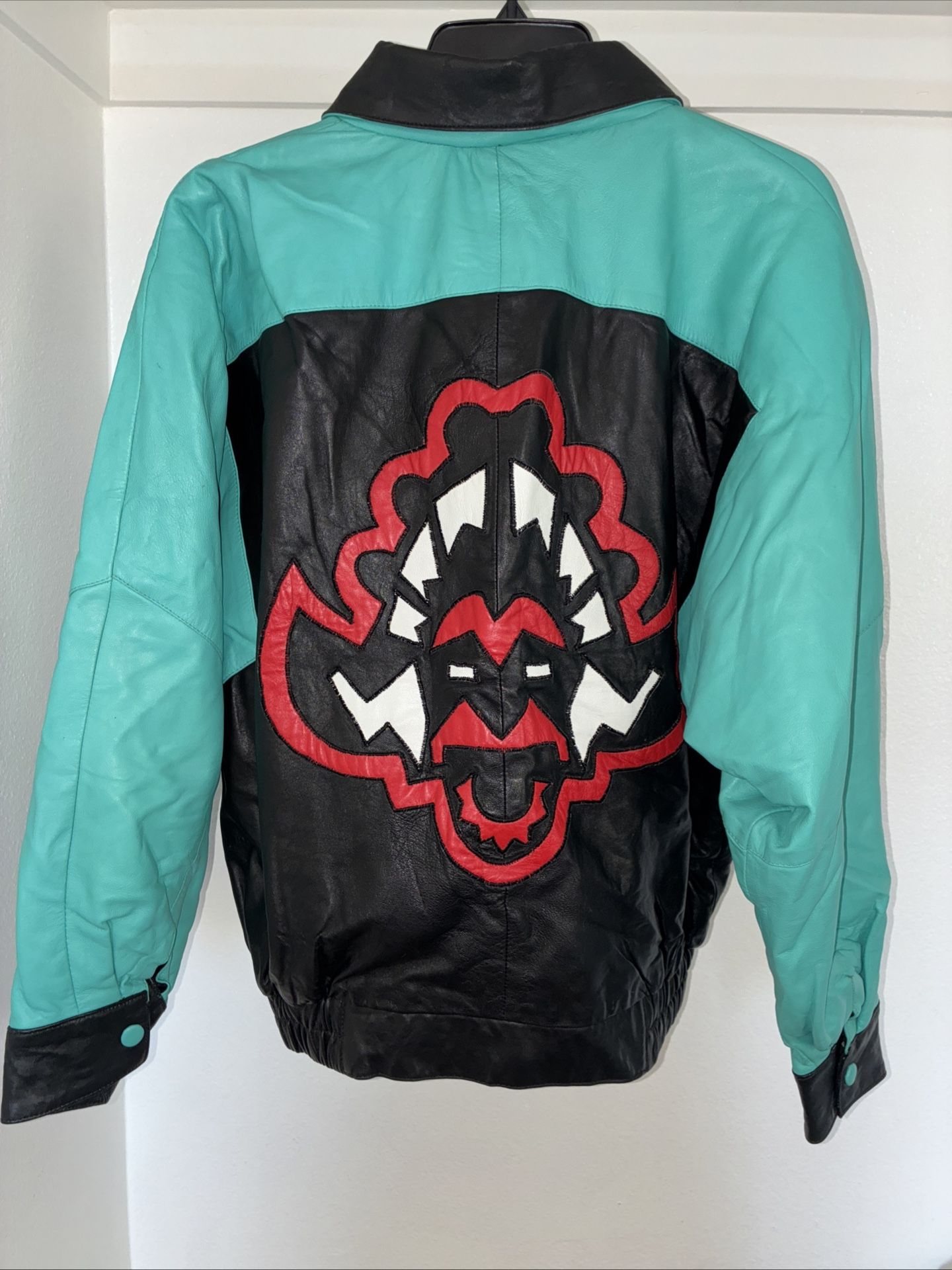 Vintage Leather Aztec Jacket Tribal Dyed