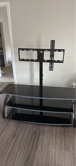 3-Tier Black Glass TV Stand with Mount