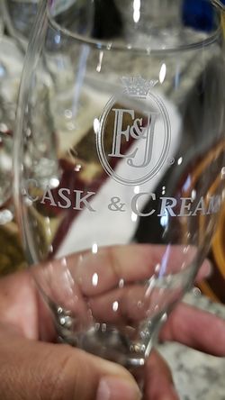 2 E&J cast and cream glass