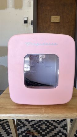 Pink mini fridge