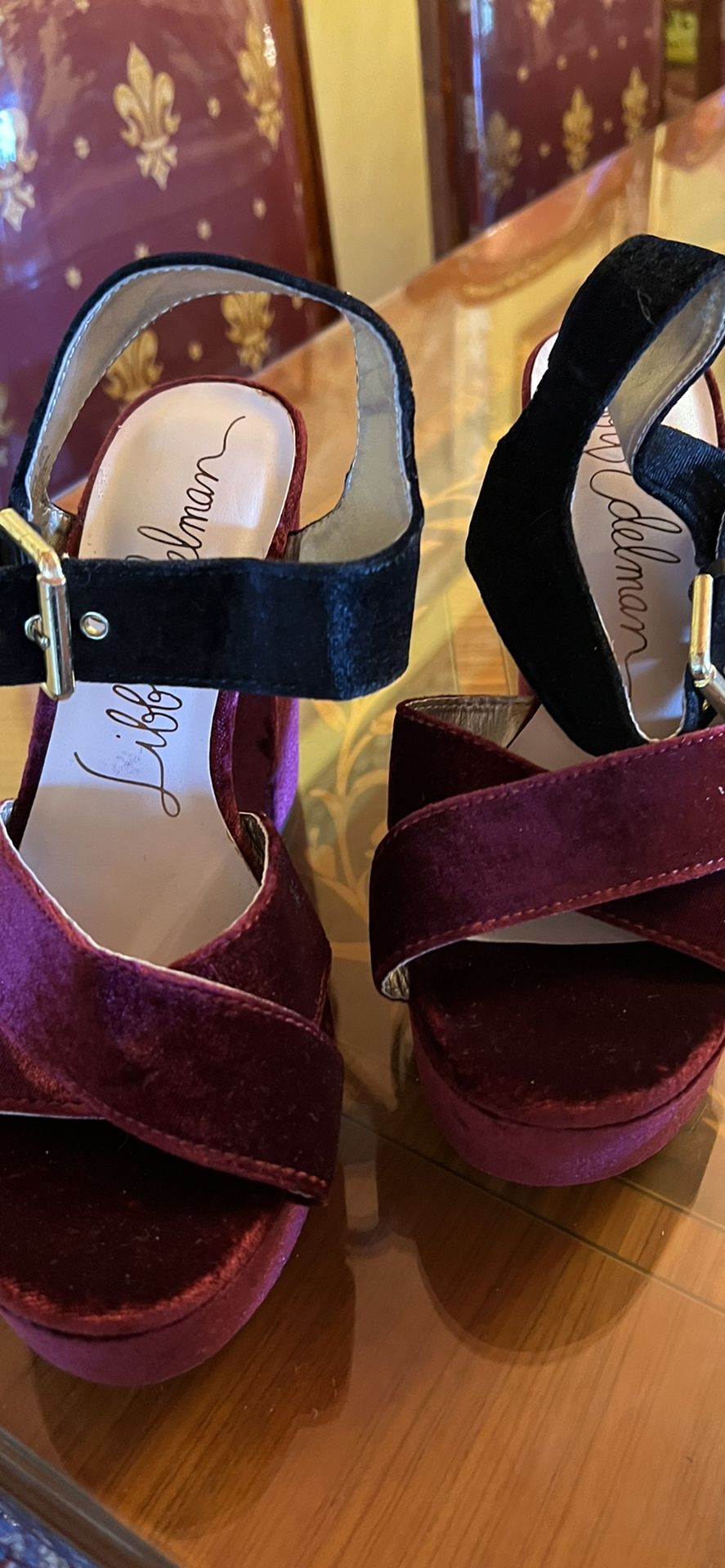 Libby Edelman Women’s Marcy Black Velvet Platform Heels. - Women | Color: Black Burgundy | Size: 7.5 Brand New Original Price $74