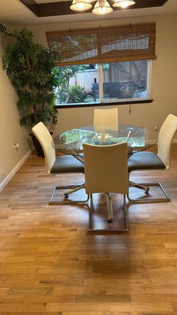 Glass Dining Room Table with Chairs