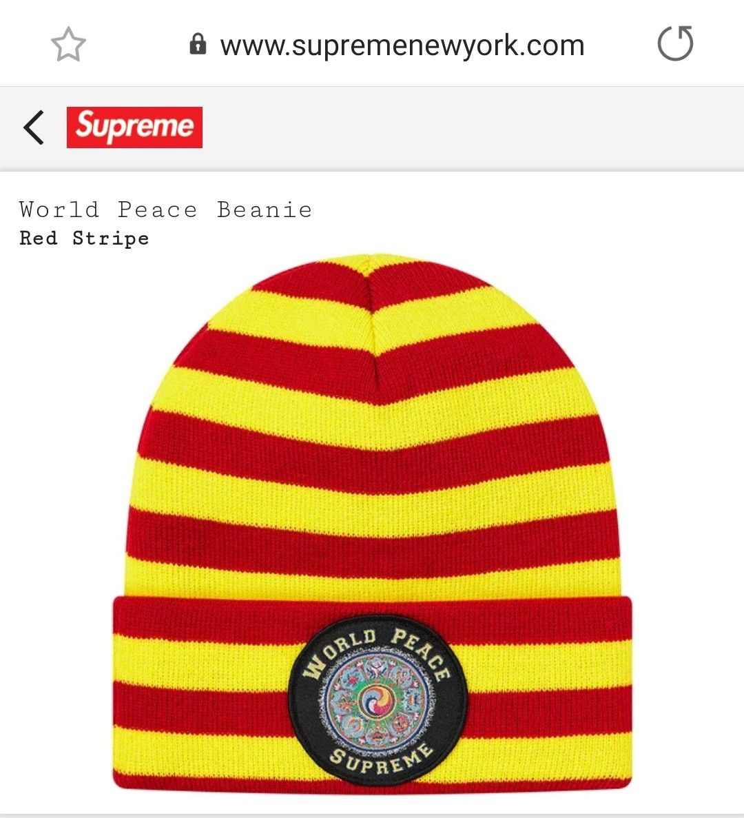 Supreme World Peace Beanie Red Stripe