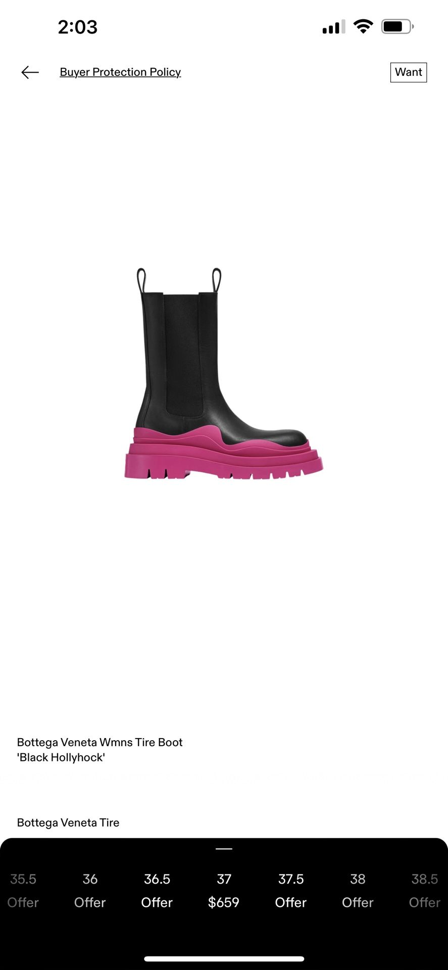 Bitters Veneta Black Hollyhock Tire Boot