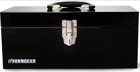 Heavy-duty 16" Portable Metal Toolbox with Hand Carry- Black
b