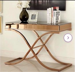 42” Glass Top Brass Console Table