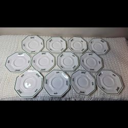 Christmas Time Nikko Set Of 12 Classic Collection Saucers Made In Japan Vintage 