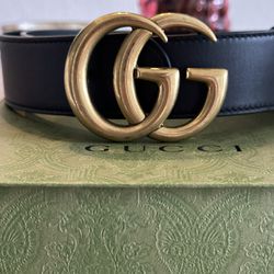 GUCCI Marmont GG Slim Leather Belt Black  Size 90-36