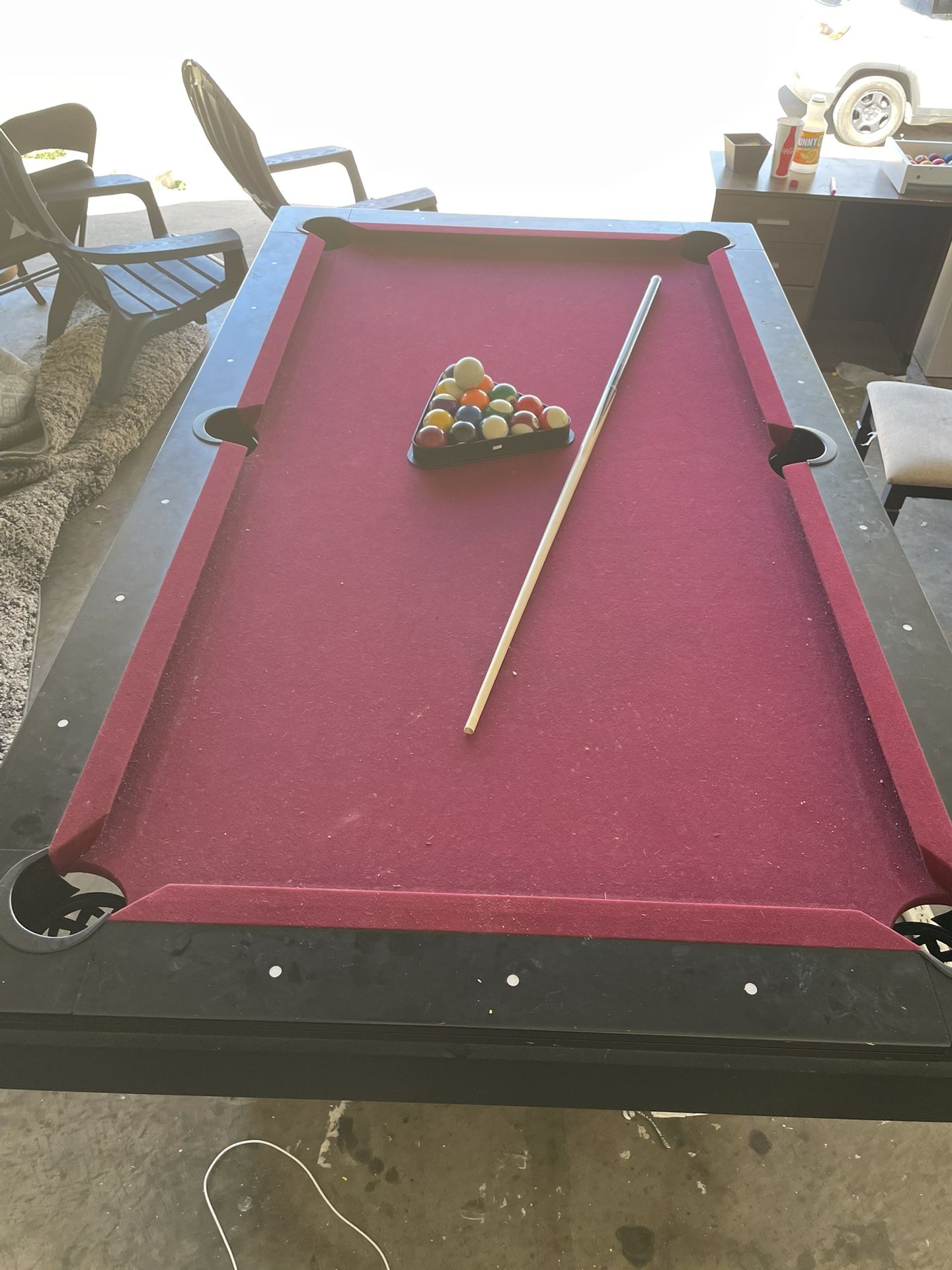 Red Pool Table With new Balls
