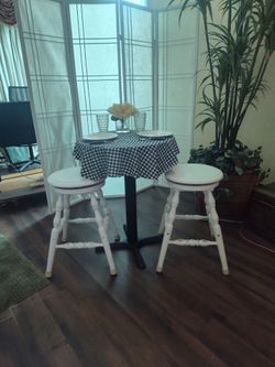 BRISTOL TABLE W/ TWO SWIVEL STOOLS, ABSOLUTELY ADORABLE