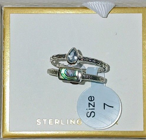 NWB Annika Witt Sterling Silver 2 Ring Set. Size 7