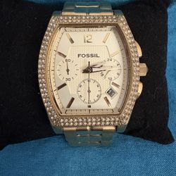 Fossil FS-4442 Gold Tone Crystal Bezel Multifunction Watch – Working – Stylish Dress Model