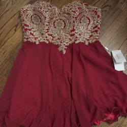 New!!! Babyonline Junior's Gold Lace Applique Short Dress