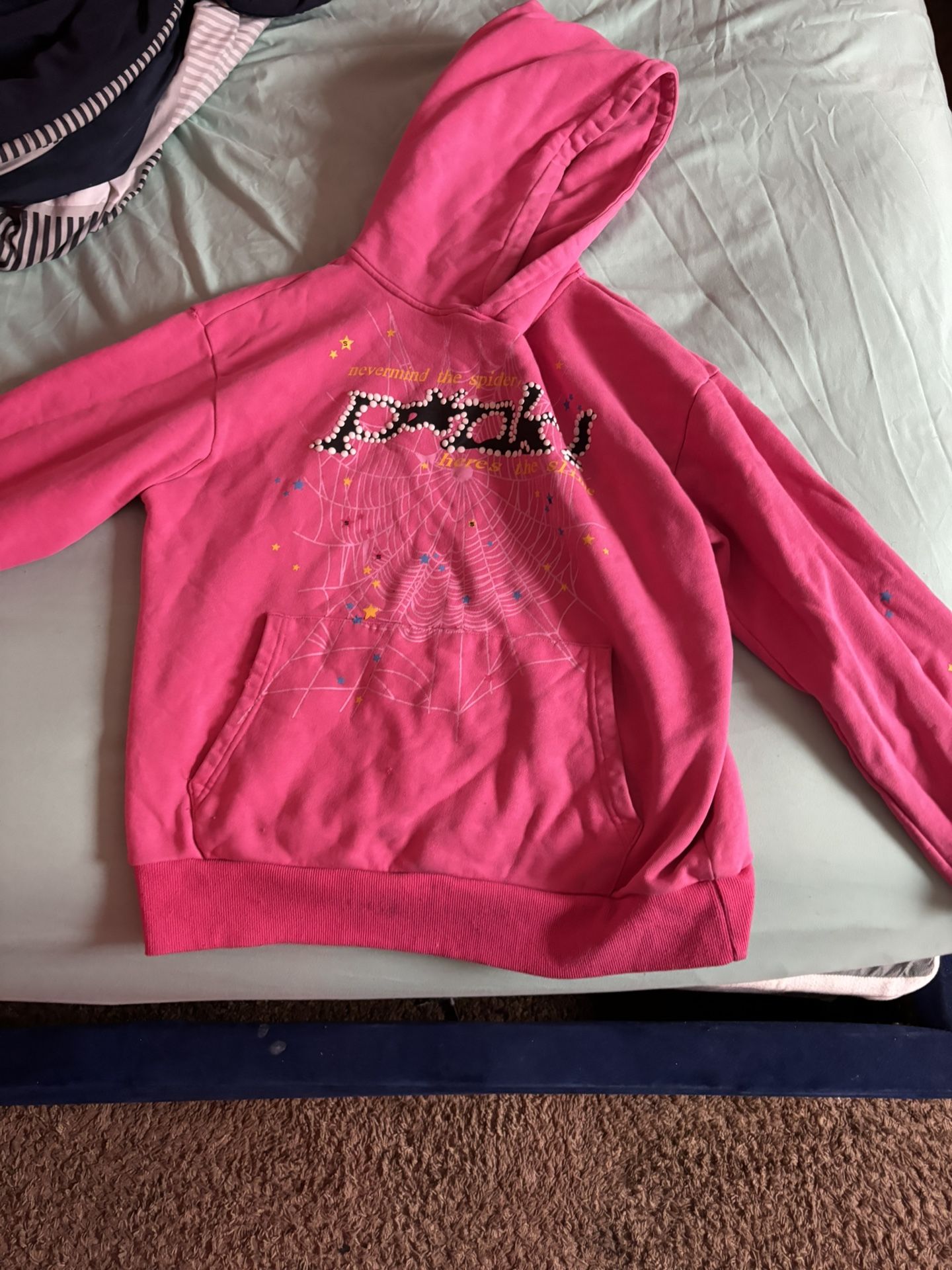 SP5DER PINK HOODIE SIZE MEDIUM